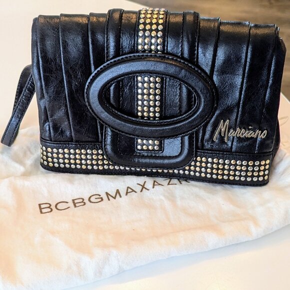 Marciano NWOT Black Leather Clutch Purse Handbag with studs - Picture 1 of 8
